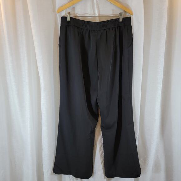 Womens Dress Pants Sz XL Black Wide Slacks High Waist Stretch Work Pockets - Picture 4 of 5